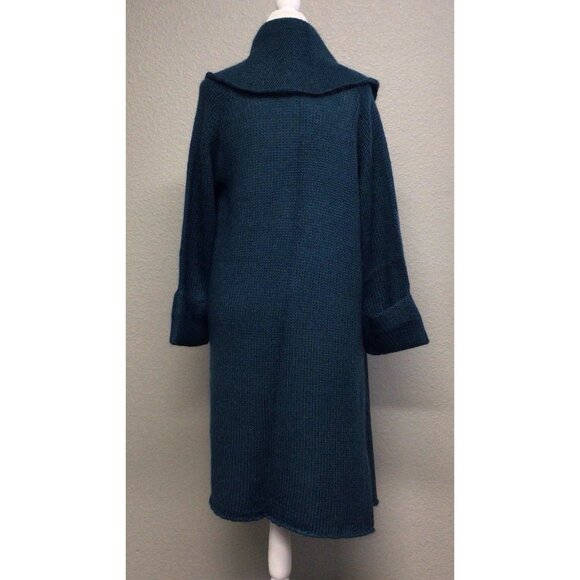 Soft Surroundings Teal Acrylic Wool Mohair Open Front Cardigan Sweater Sz Medium - Picture 8 of 9